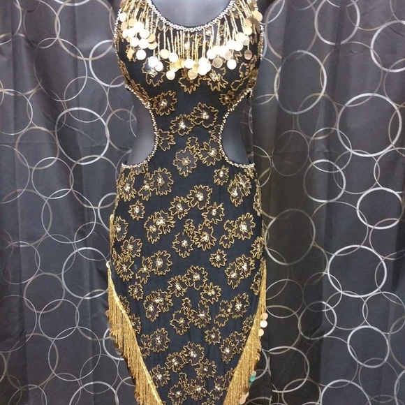 Elegant Black and Gold Women's Dress